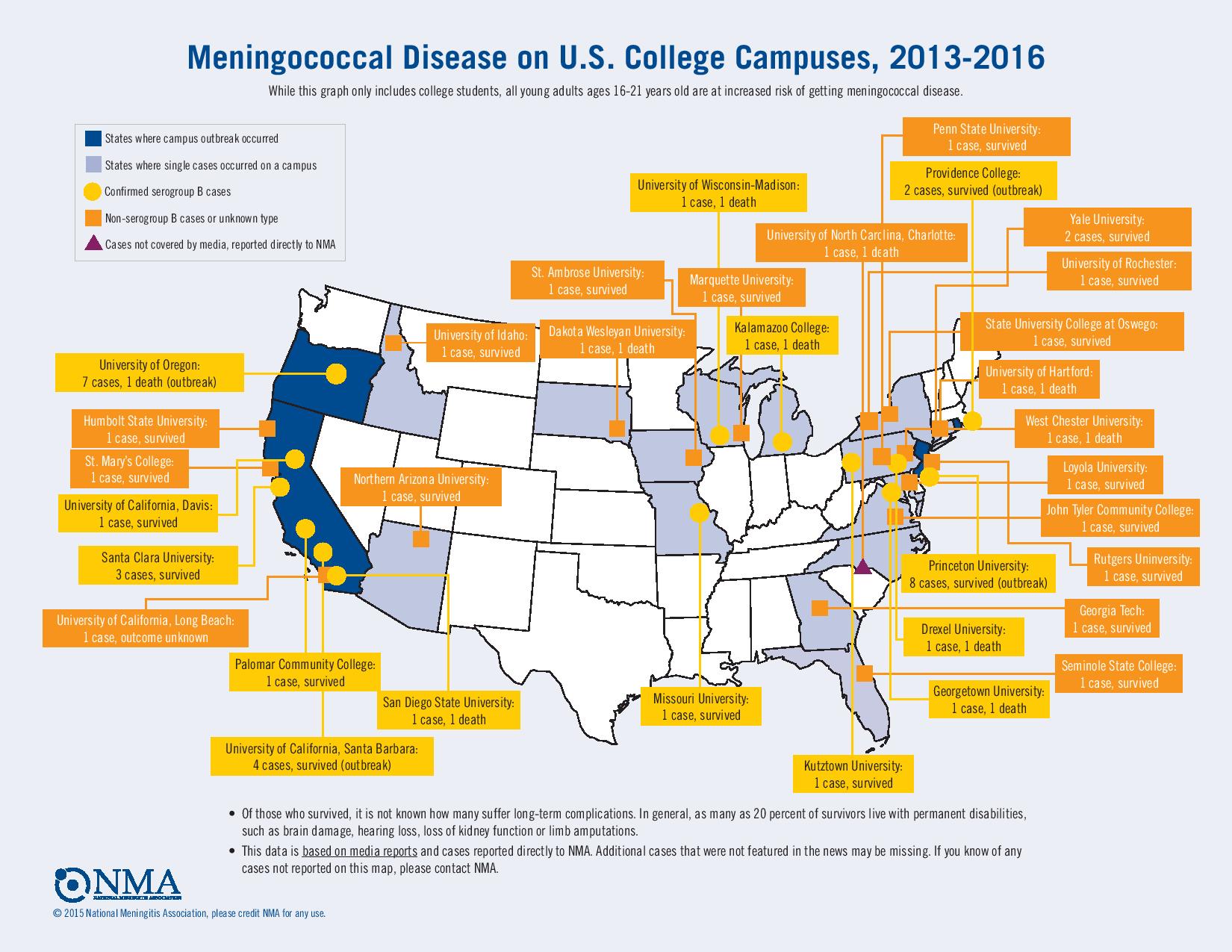 Meningitis College-Cases-Map