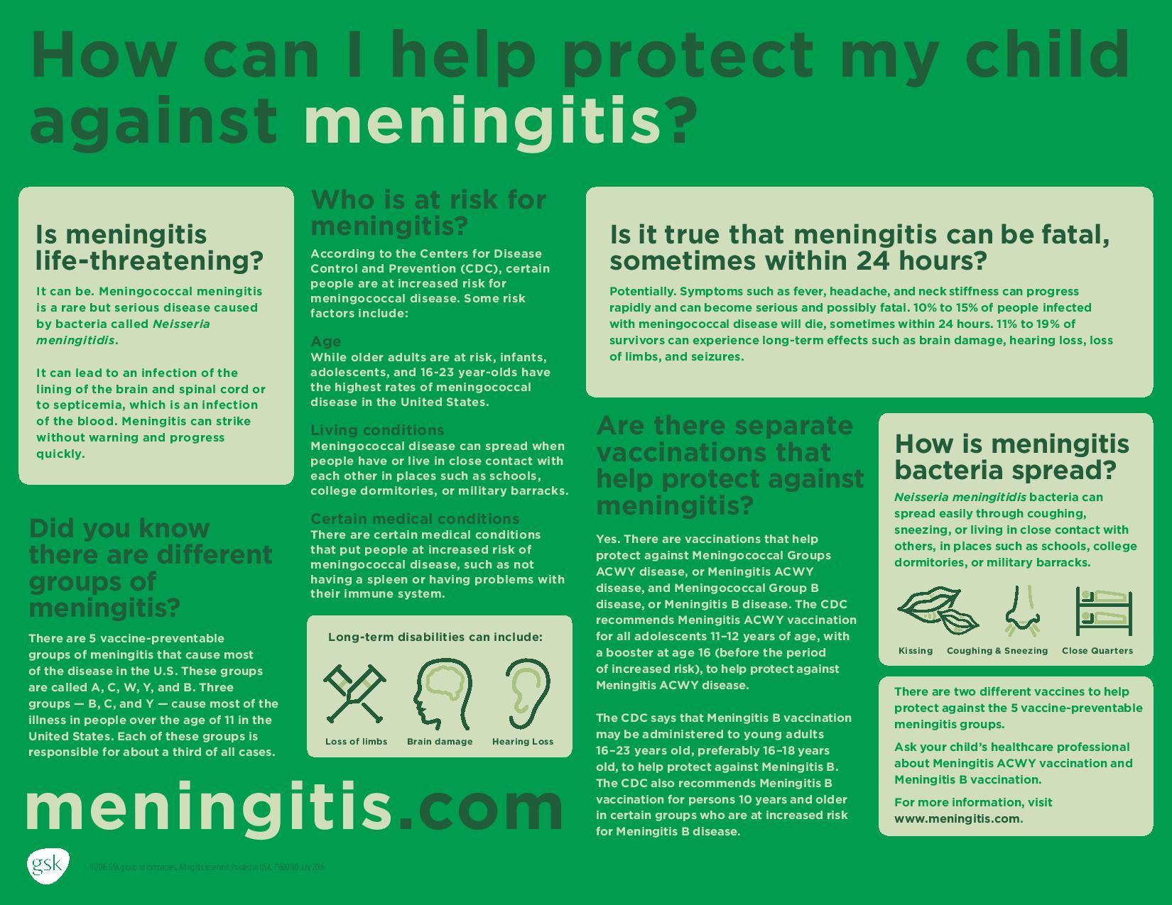How can I help protect my child against meningitis