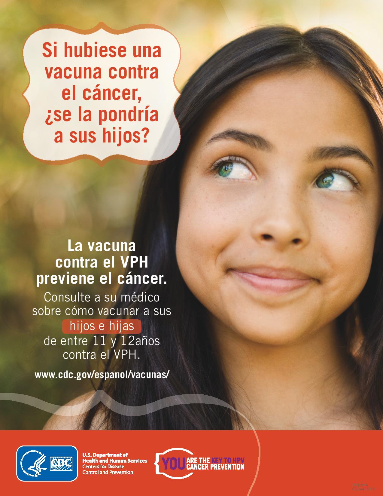 girl thinking Spanish HPV vaccine promotion