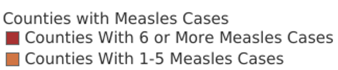 Kansas Measles Outbreaks by County Map Legend